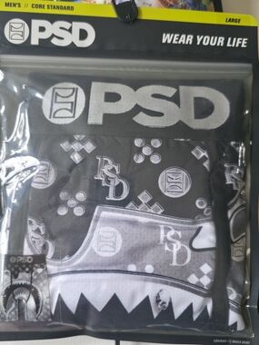 PSD Icy Black Boxer Briefs Large Cool Mesh NWT Streetwear Graphic Underwear